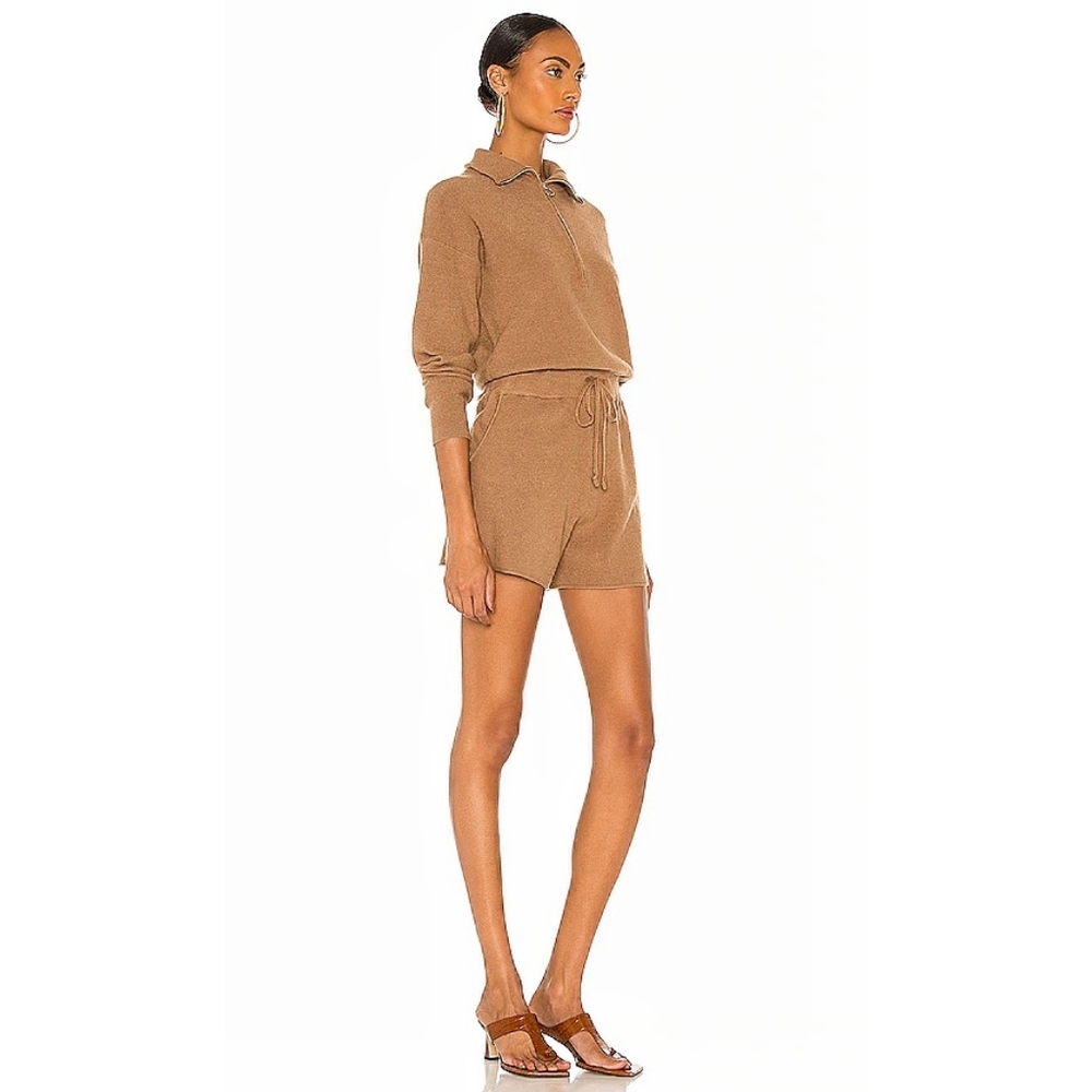 REVOLVE L'Academie Shannon Athleisure Y2K Rib Brown Romper Playsuit - Picture 5 of 12